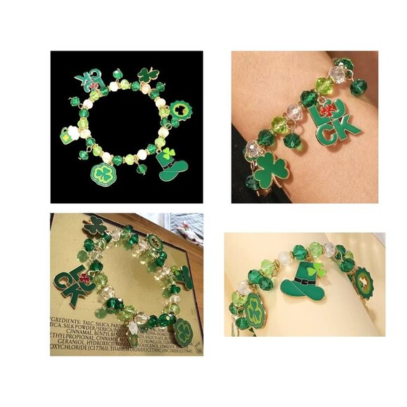 St Patricks Day Charm Bracelet Stretch Shamrocks Luck Leprechaun Hat Bee… - Picture 5 of 12
